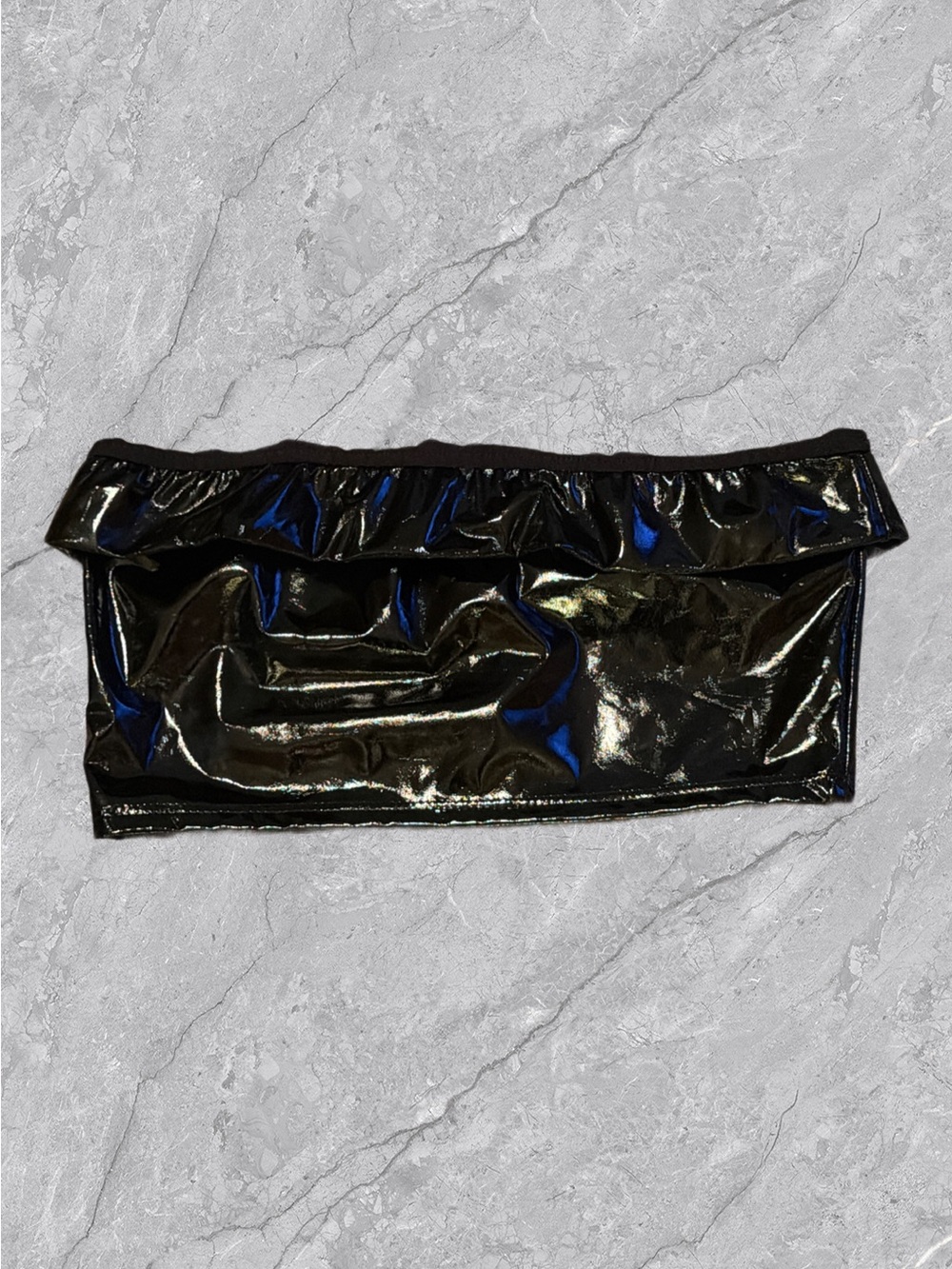 MAKE OFFER WILL ACCEPT & SHIP TODAY
PLT Black Patent Vinyl Bandeau Crop Top